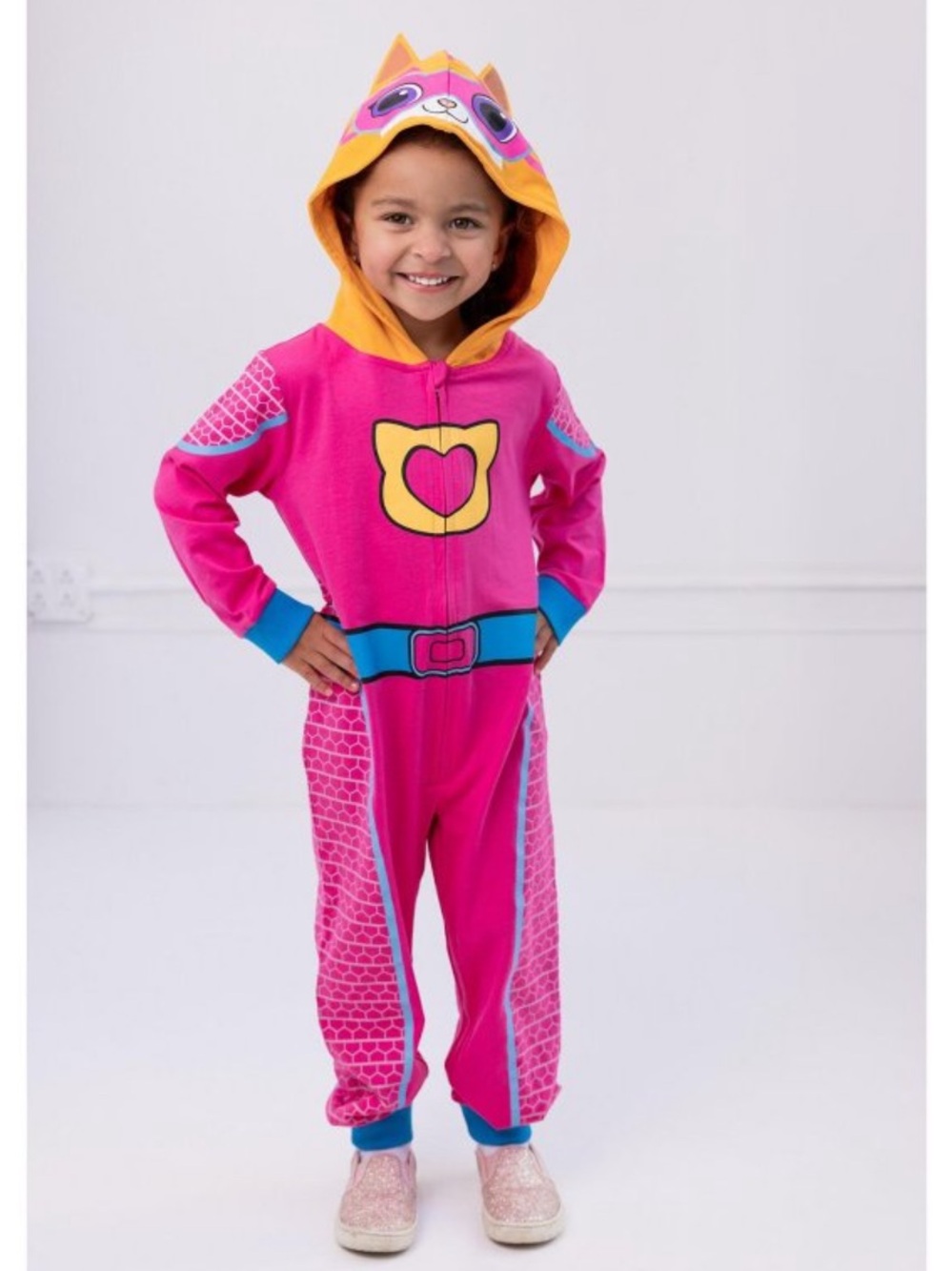 Disney Super Kitties Toddler Ginny Zip Front Hooded Coverall Costume Pink Sz 2T